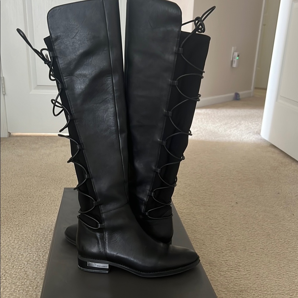 Vince Camuto Black Over the Knee Lace-Up Boots